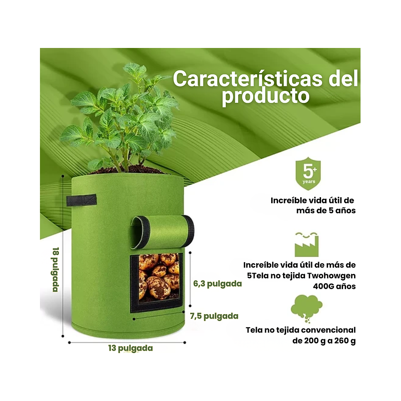 Maceta De Siembra Tela Especial x10 Galones 45cm diametro x33cm alto 5