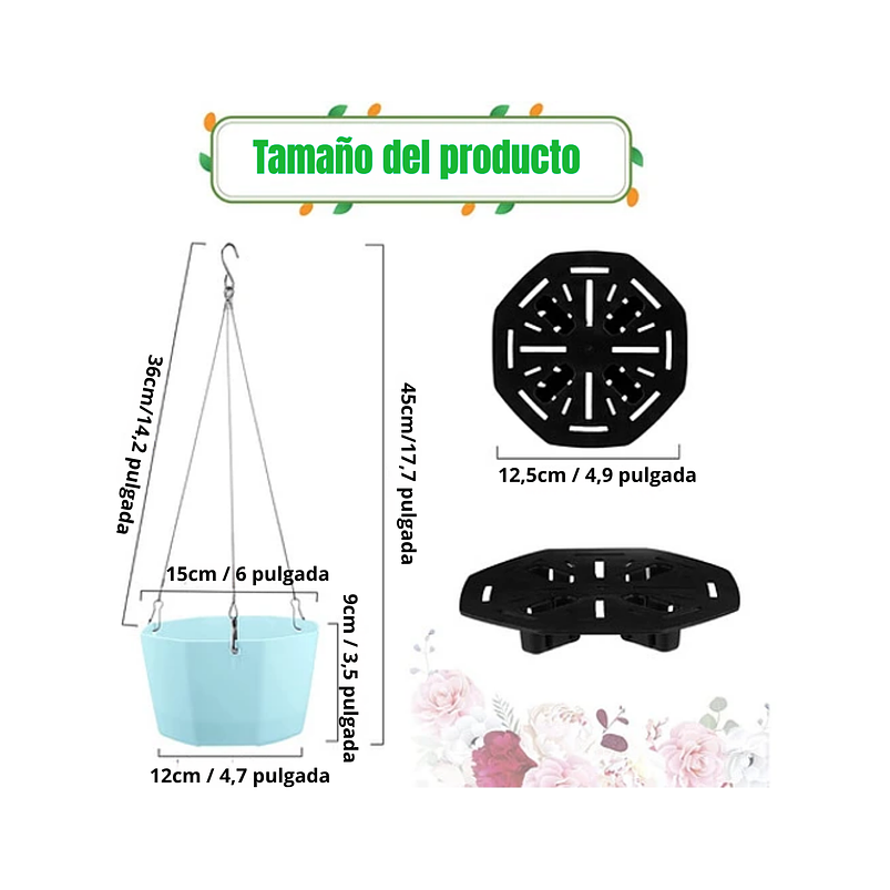 Maceta Plástica De Colgar Para Plantas de 25cm Diámetro 3