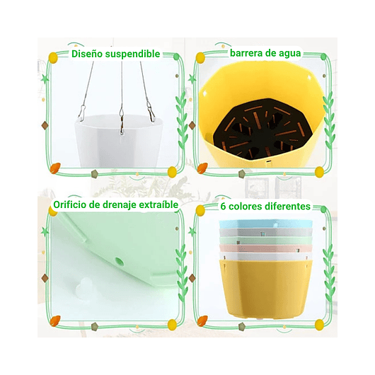 Maceta Plástica De Colgar Para Plantas de 25cm Diámetro 4