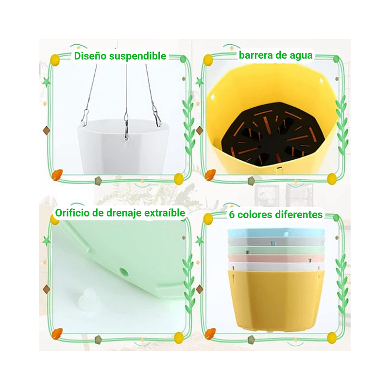 Maceta Plástica De Colgar Para Plantas de 25cm Diámetro 4