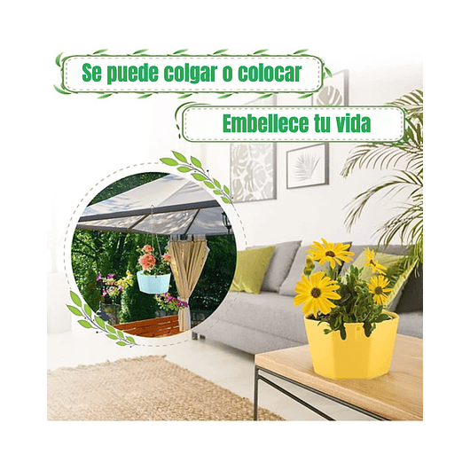 Maceta Plástica De Colgar Para Plantas de 25cm Diámetro 6
