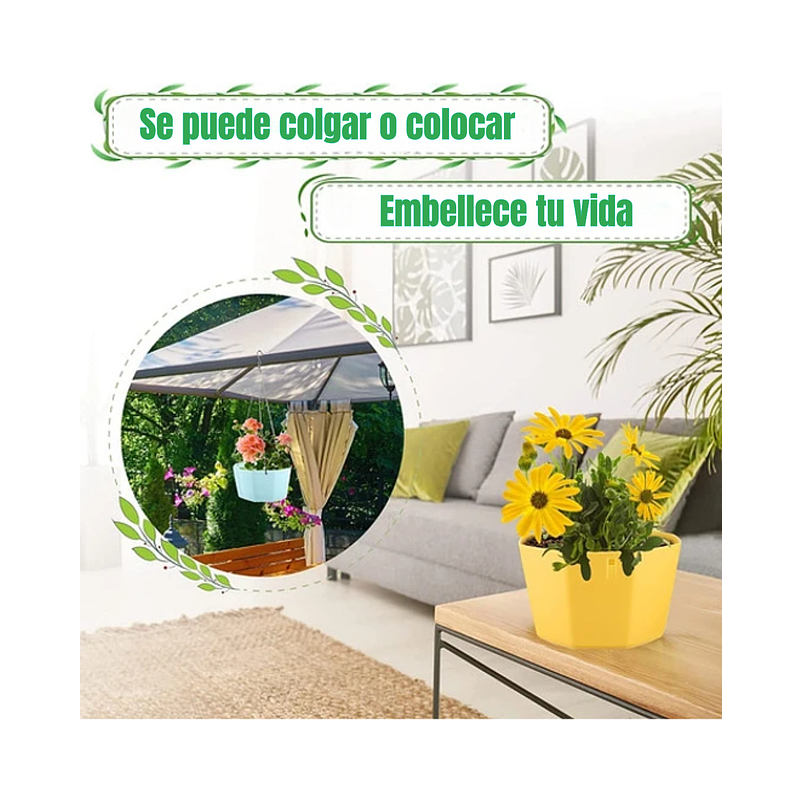 Maceta Plástica De Colgar Para Plantas de 25cm Diámetro 6