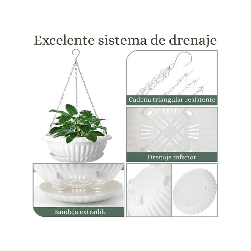 Maceta de Plantas Plástica Colgante con Plato de Drenaje 5