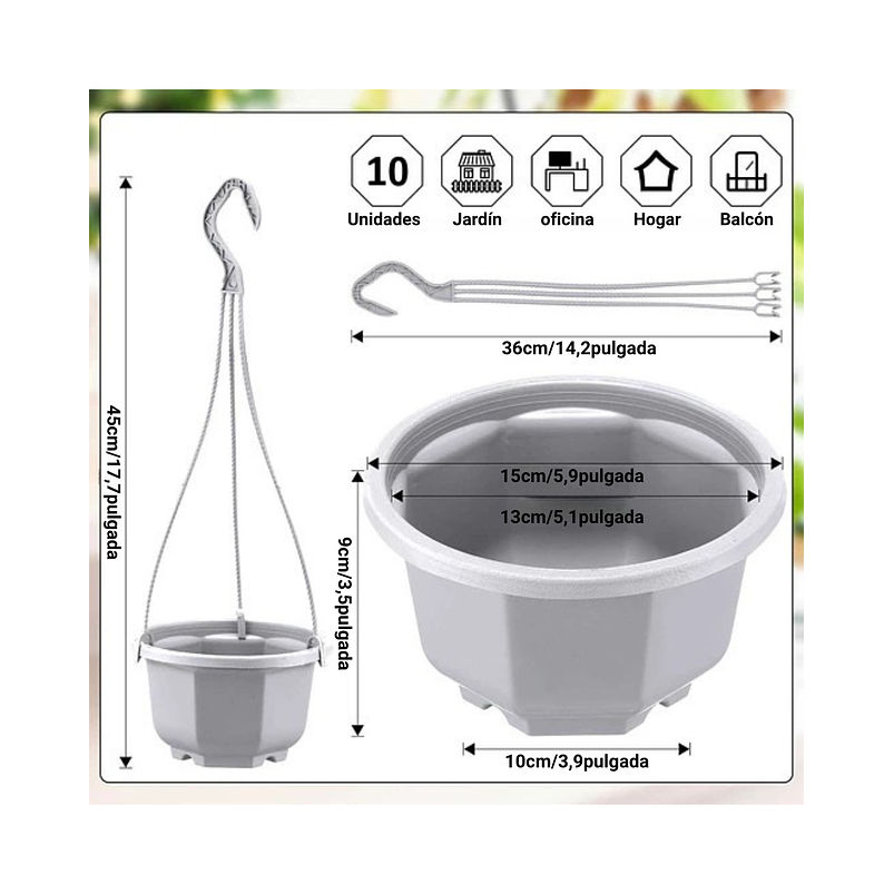 Maceta Plantas Plástica Colgante x10 Unidades Suculentas Cactus 5