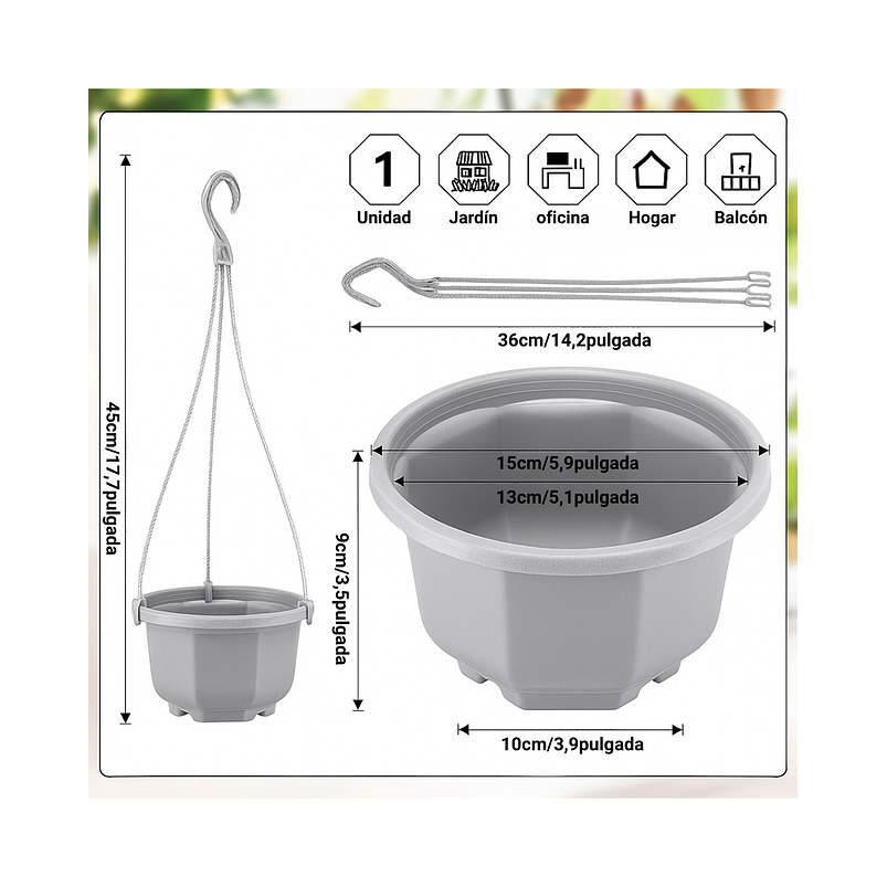 Maceta Plantas Plástica Colgante x1 Unidad Suculentas Cactus 8