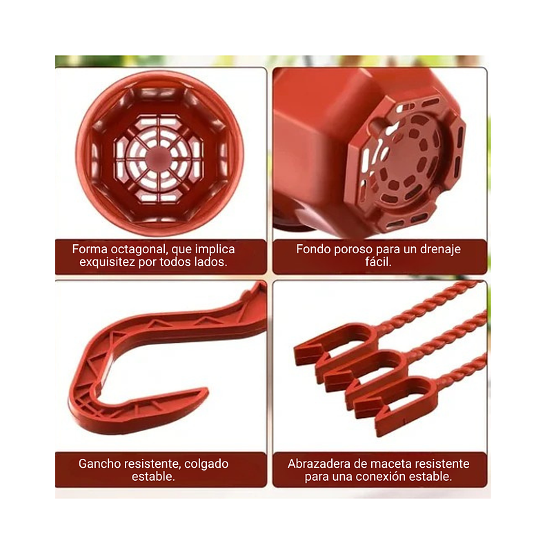 Maceta Plantas Plástica Colgante x1 Unidad Suculentas Cactus 14