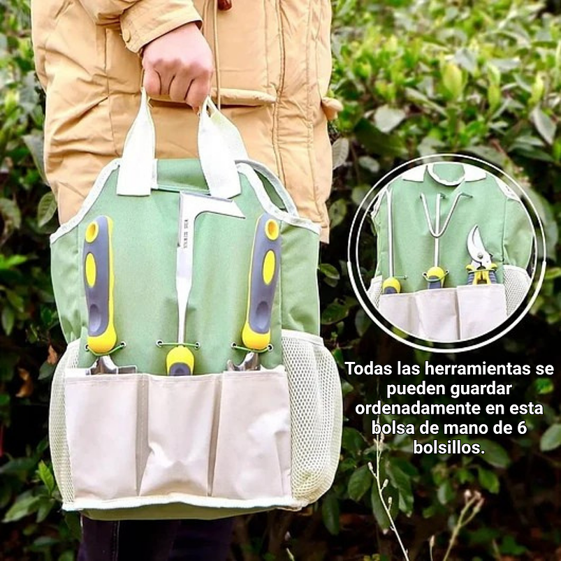 Kit Herramientas Jardinería En Acero x10 Piezas Más bolso 9