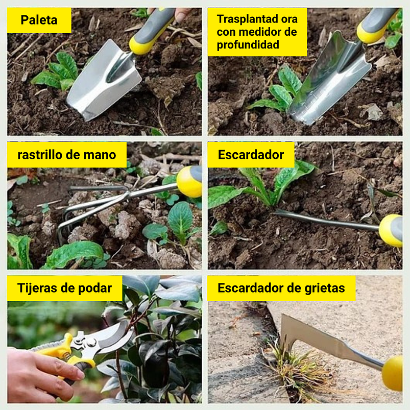 Kit Herramientas Jardinería En Acero x10 Piezas Más bolso 8