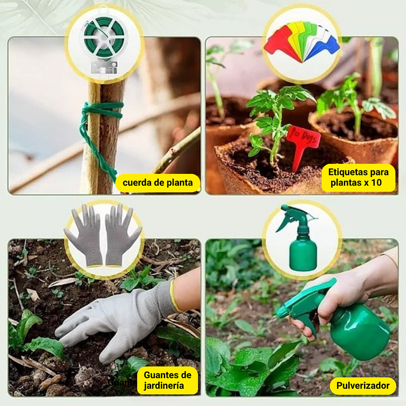 Kit Herramientas Jardinería En Acero x10 Piezas Más bolso 7