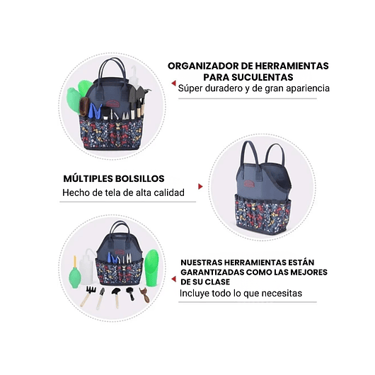 Kit Herramientas Jardín Cactus Plantas Suculenta x13 Piezas Más Bolso 6