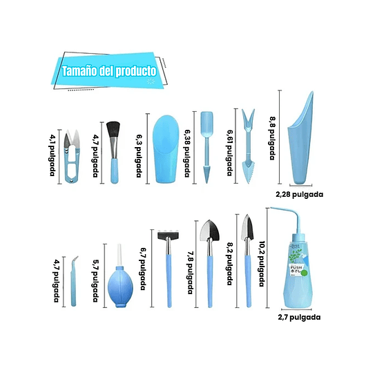 Kit Siembra Herramientas Jardín, Cactus, Plantas x12 Piezas 12