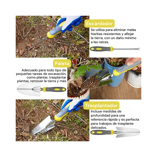 Kit Full Herramientas Plantas y Jardín x30 Piezas Aluminio 7