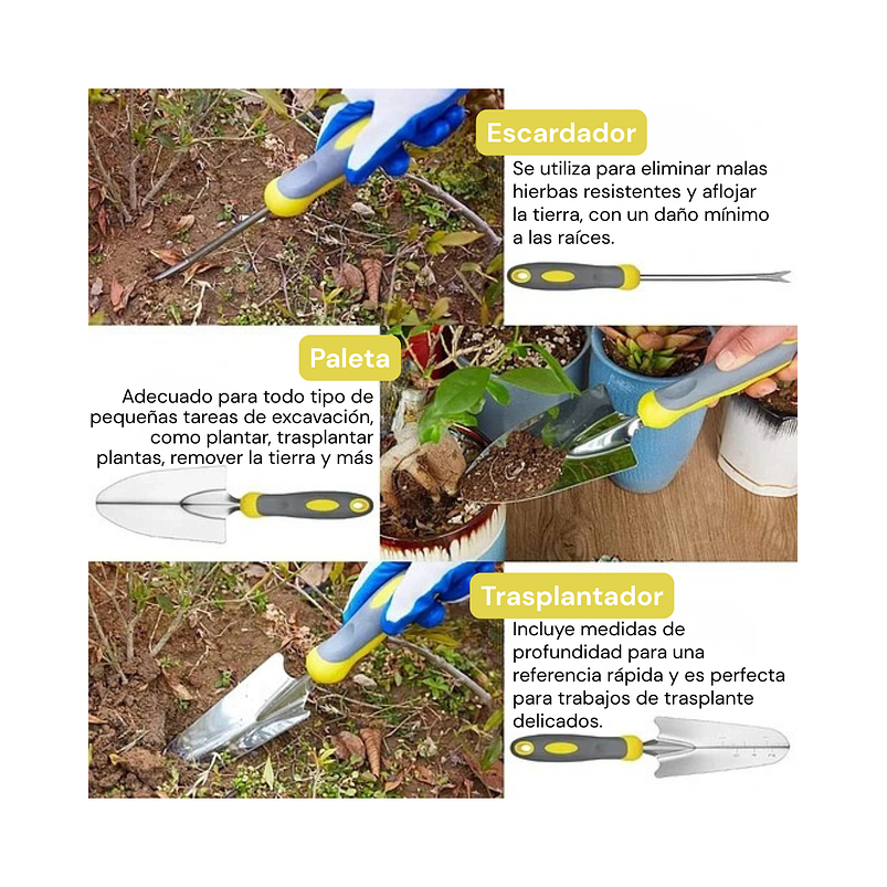 Kit Full Herramientas Plantas y Jardín x30 Piezas Aluminio 7