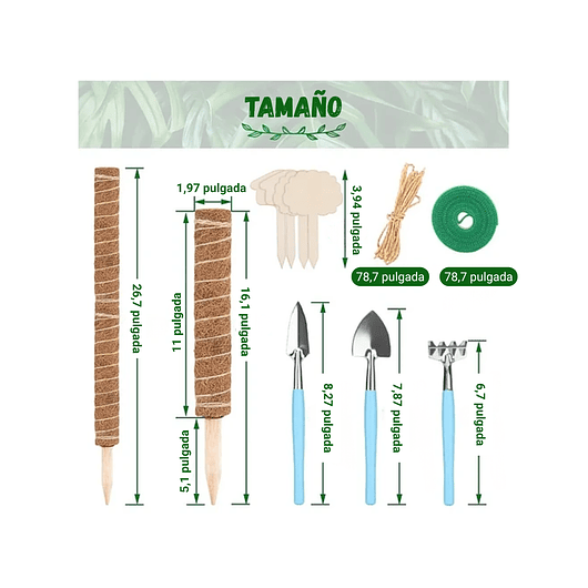 Kit Soporte Plantas Fibra De Coco x4 unidades Más Herramientas Siembra 3