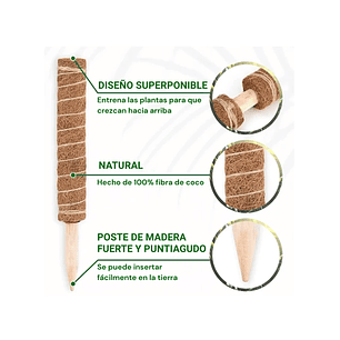 Kit Soporte Plantas Fibra De Coco x4 unidades Más Herramientas Siembra