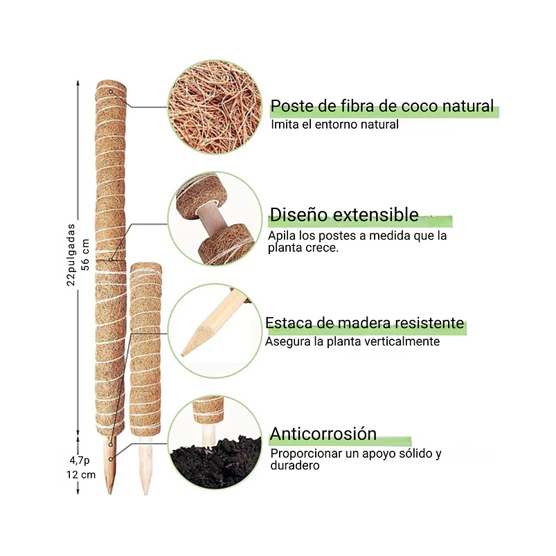 Kit Soporte De Plantas En Fibra De Coco x2 Unidades Más Herramientas 6