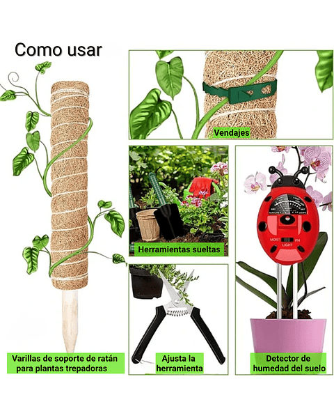 Kit Soporte De Plantas En Fibra De Coco x2 Unidades Más Herramientas