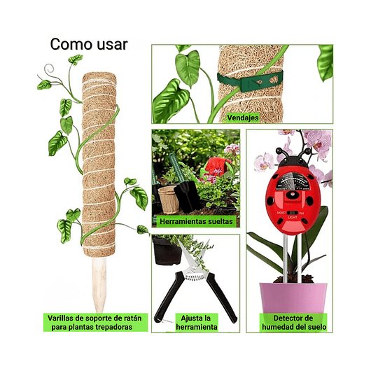 Kit Soporte De Plantas En Fibra De Coco x2 Unidades Más Herramientas 2
