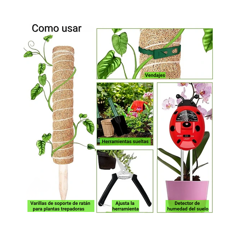 Kit Soporte De Plantas En Fibra De Coco x2 Unidades Más Herramientas 2