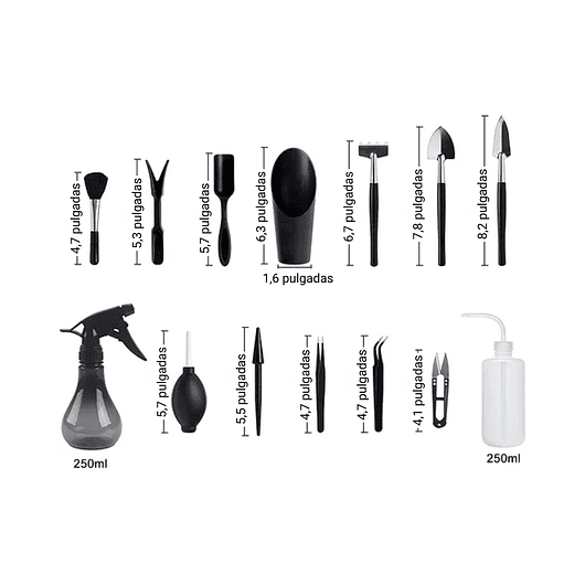 Kit Herramientas Bonsái x14 Piezas Premium Cactus Suculenta 4