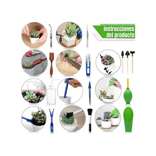 Kit Herramientas De Jardín x13 Piezas Cactus y Suculentas 3
