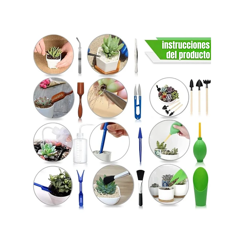 Kit Herramientas De Jardín x13 Piezas Cactus y Suculentas 3