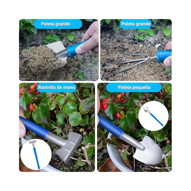 Kit Herramientas Jardinería Plantas x10 Piezas En Acero Más estuche 4