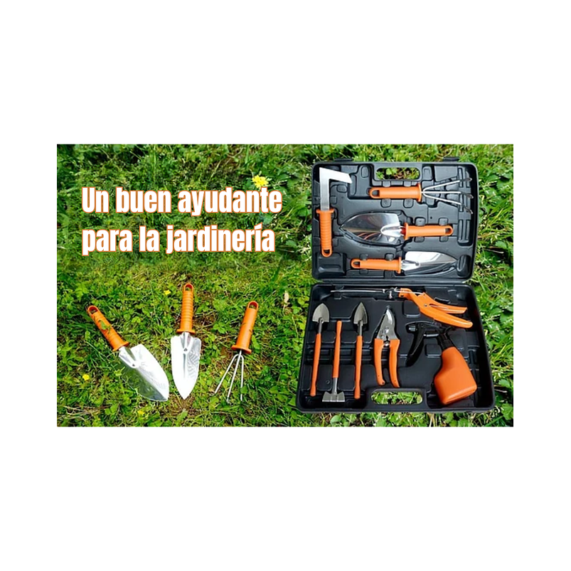 Kit Herramientas Jardinería Plantas x10 Piezas En Acero Más estuche 13