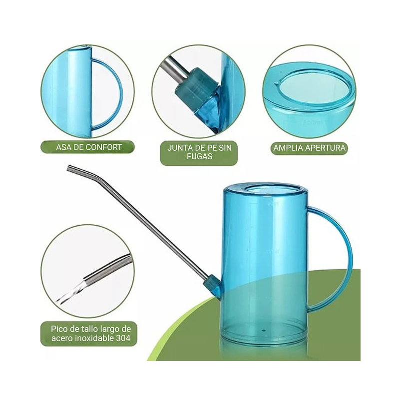 Regadera Plástica Liviana Boquilla Larga en Acero x1.5 Litro 4