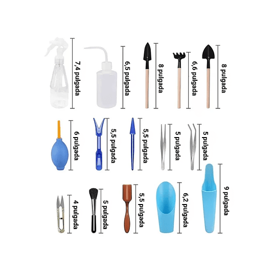Kit Herramientas Plantas Cactus Suculenta x15 Piezas Azul 2