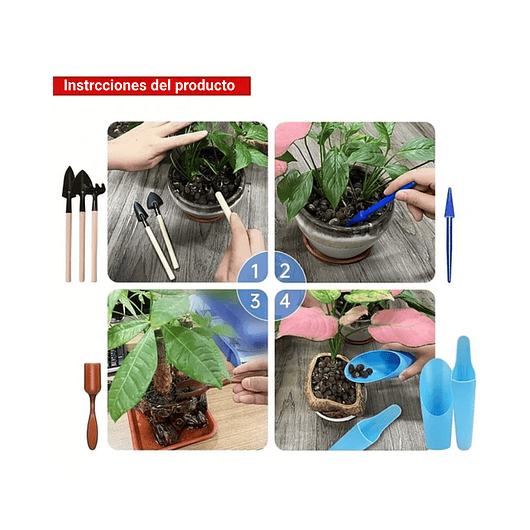 Kit Herramientas Plantas Cactus Suculenta x15 Piezas Azul 4