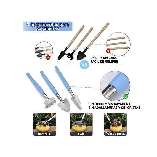 Kit Herramientas Jardín Siembra Bonsái  Suculentas Cactus 5