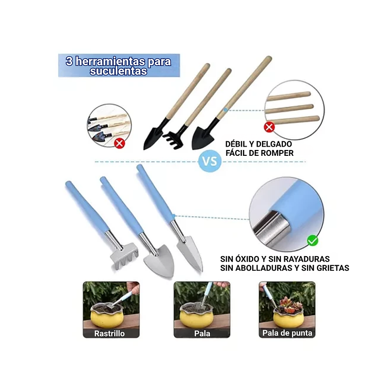 Kit Herramientas Jardín Siembra Bonsái  Suculentas Cactus 5