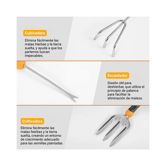 Kit Herramientas de Jardinería Plantas x8 Piezas Acero más bolso 4
