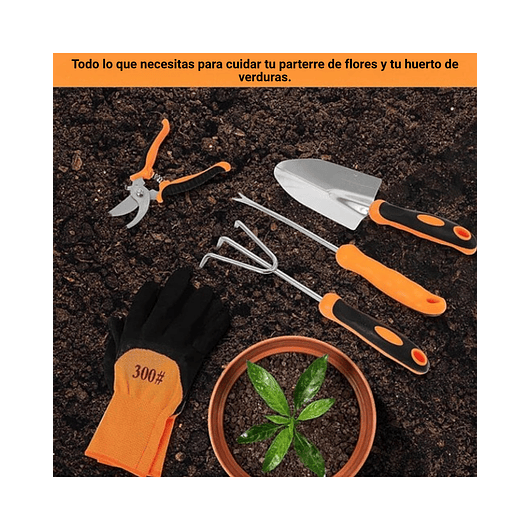 Kit Herramientas de Jardinería Plantas x8 Piezas Acero más bolso 7