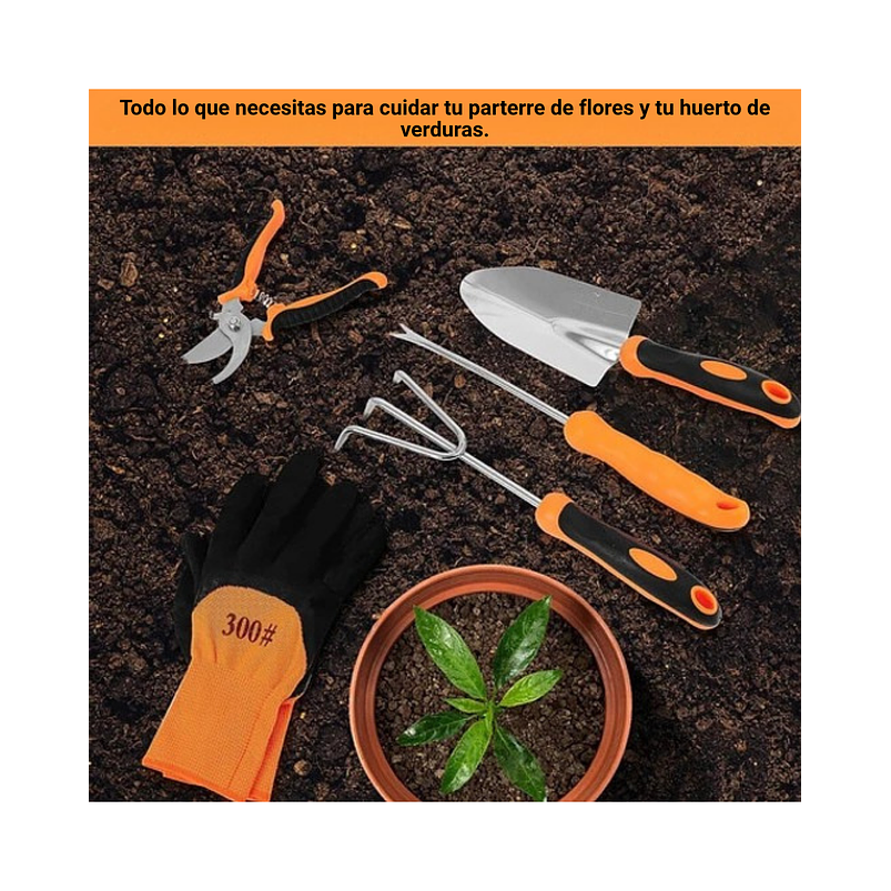 Kit Herramientas de Jardinería Plantas x8 Piezas Acero más bolso 7