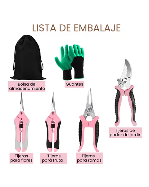 Kit Tijeras de Poda Despunte Plantas Jardineria Acero Inox