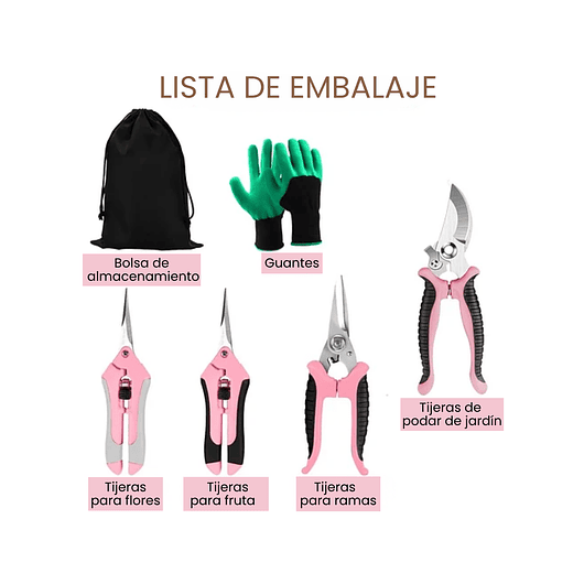 Kit Tijeras de Poda Despunte Plantas Jardineria Acero Inox 2