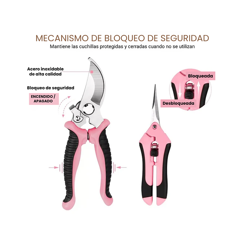 Kit Tijeras de Poda Despunte Plantas Jardineria Acero Inox 4