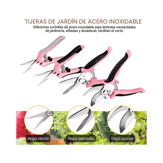 Kit Tijeras de Poda Despunte Plantas Jardineria Acero Inox 5