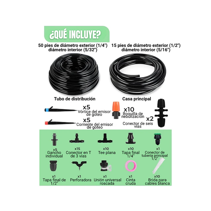 Sistema De Riego Por Goteo Kit  Para Jardín, Huertos de 20mts más Accesorios 2