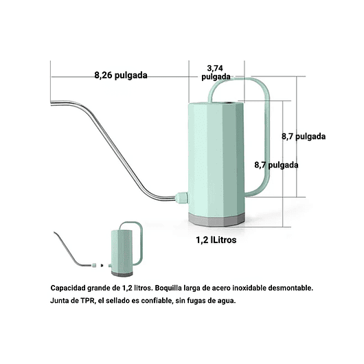 Regadera Premium Candy Green 1.2 Litros Salida Larga 8