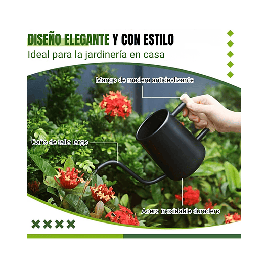 Regadera Chic De Plantas x1 Litro Acero más herramientas de Jardín 2