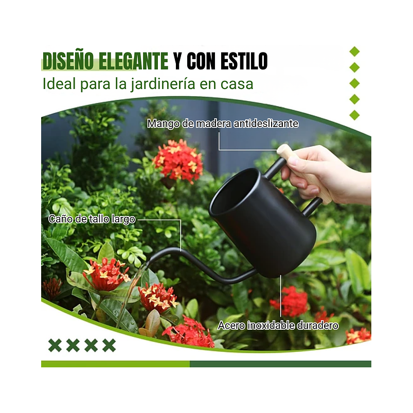 Regadera Chic De Plantas x1 Litro Acero más herramientas de Jardín 2