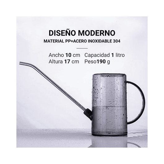 Regadera Plantas Premium x1 Litro Salida Larga Acero más spray 3