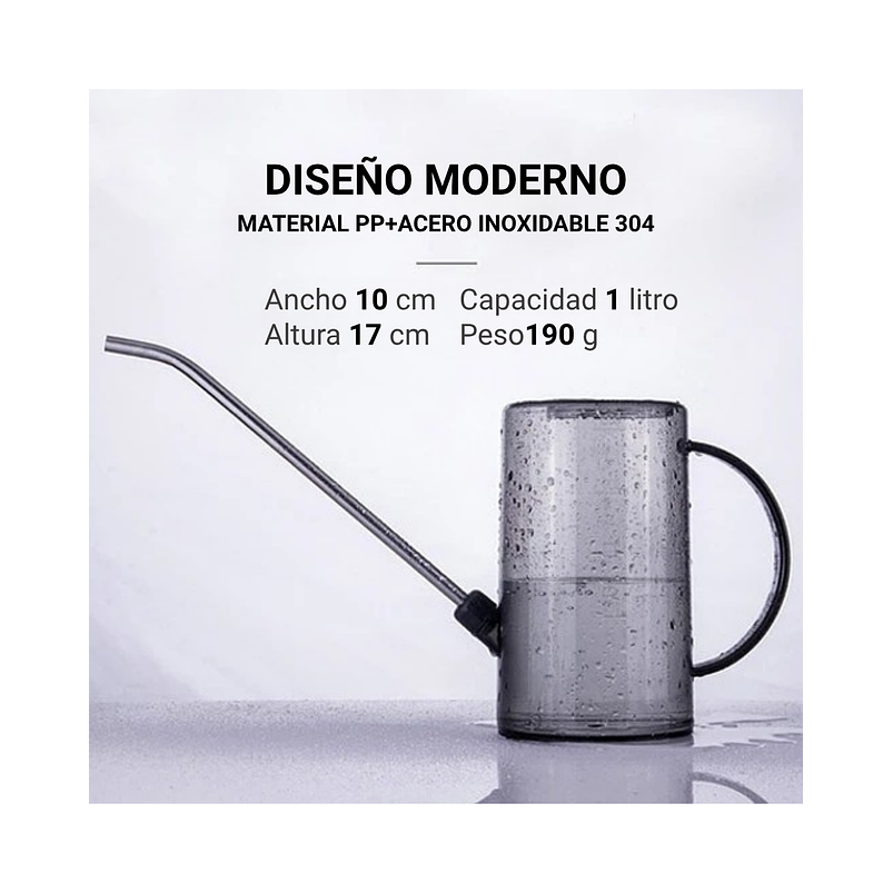 Regadera Plantas Premium x1 Litro Salida Larga Acero más spray 3