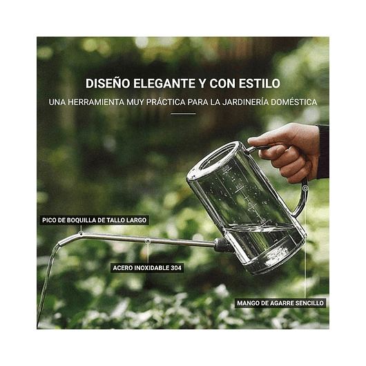 Regadera Plantas Premium x1 Litro Salida Larga Acero más spray 5