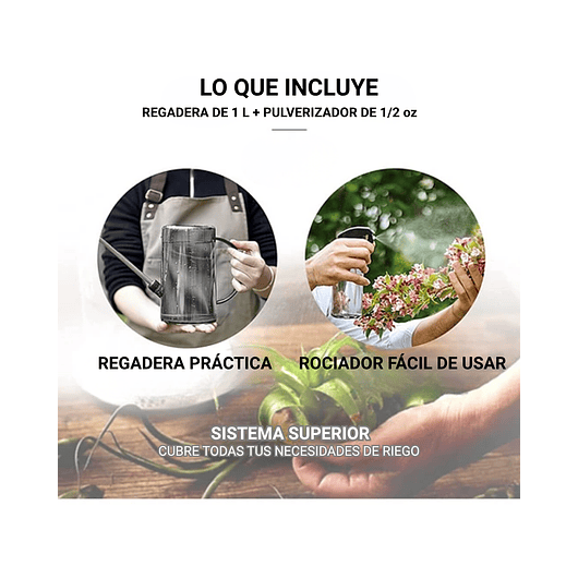 Regadera Plantas Premium x1 Litro Salida Larga Acero más spray 9
