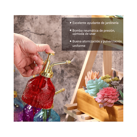 Regadera Plantas Spray Vintage en Vidrio x200ml Rociador 11