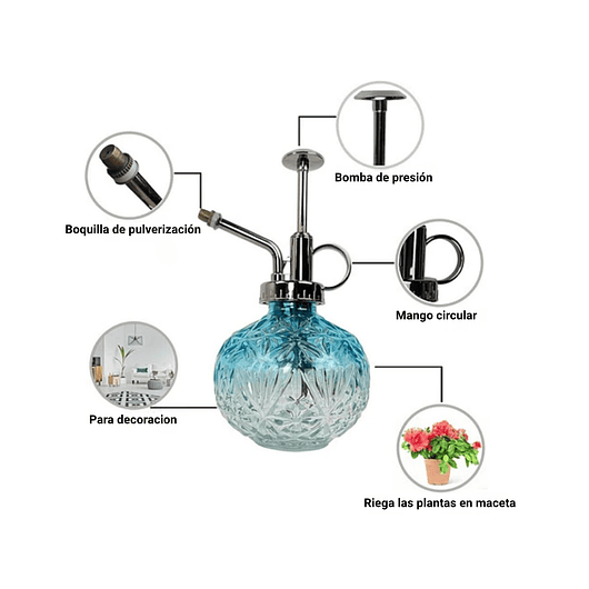 Regadera Plantas Spray En Vidrio Vintage X200ml Rociador 9